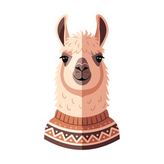 Fototapeta premium Stylized Lama Wearing Traditional Knit Scarf
