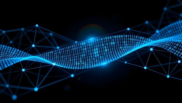 Abstract digital wave with binary code