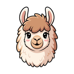 Fototapeta premium Cute Fluffy Lama Head Portrait for Kids