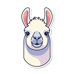 Fototapeta premium Simple Flat Lama Face Icon Facing Front