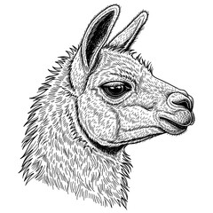 Fototapeta premium Detailed Realistic Drawing of a Lama Head Looking Left