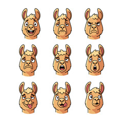 Fototapeta premium Pattern of Small Funny Lama Head Icons