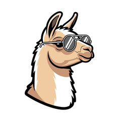 Fototapeta premium Hipster Lama Character Wearing Black Sunglasses