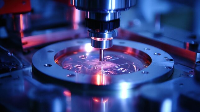 Precision Semiconductor Lithography Machine at Work Creating Advanced Electronic Circuits