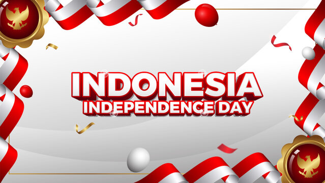 Editable 3d text effect indonesia independence day with national flag for banner template
