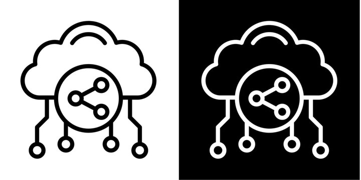 Cloud Share Network Icon Set White Style Collection