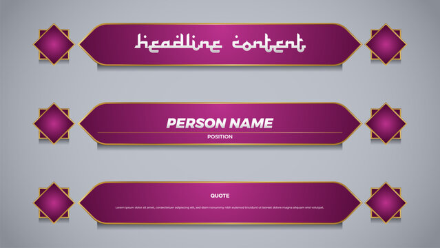 islamic lower third with purple color for broadcast media template