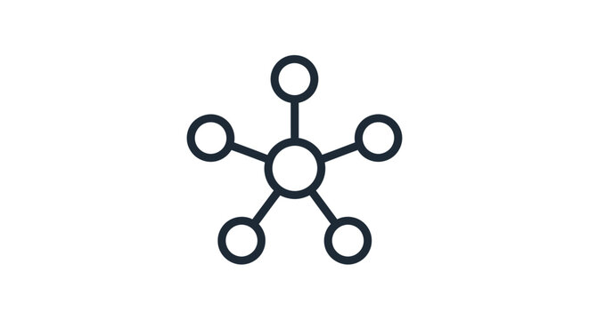 Central hub with six connected nodes forming a network diagram icon for graphic resources.