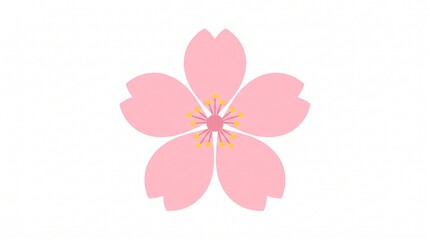 Fototapeta premium A delicate pink cherry blossom flower with a light yellow center. isolated on solid white background