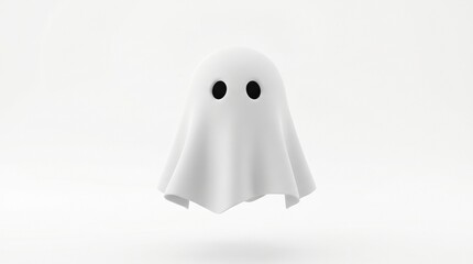 Fototapeta premium A cute ghost with big black eyes. isolated on solid white background