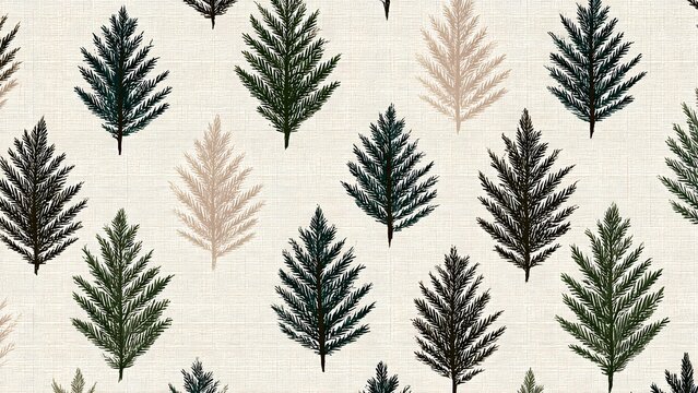 Seamless Pine Leaf Pattern Beige