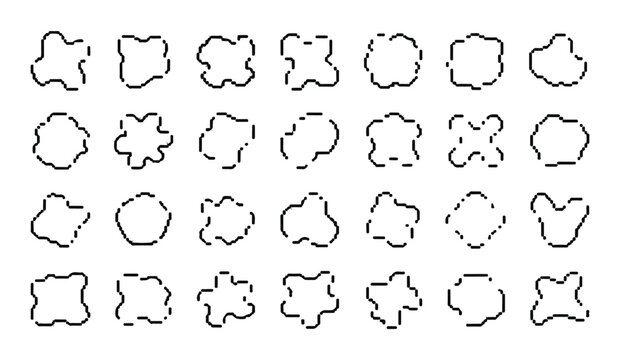 Abstract organic pixel blob shapes set for unique artistic branding and visual compositions.