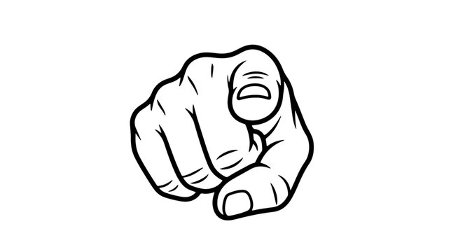 A pointing finger illustration, symbolizing accusation or selection. 