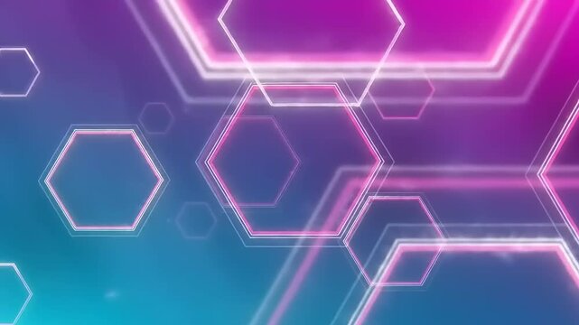 Neon Hexagons on Gradient Background Animation 1.