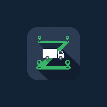 Delivery Truck Route Map Icon.