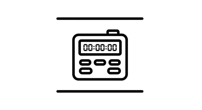 Digital Kitchen Timer Icon with Time Display and Buttons, Vector Illustration