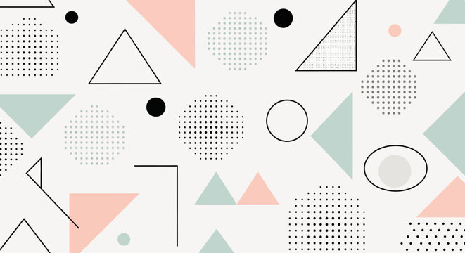 Abstract geometric pattern with pastel triangle shapes and dots