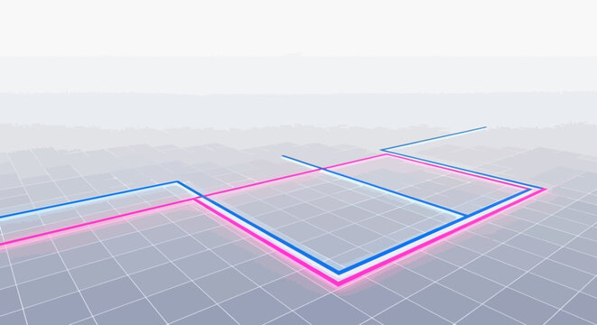 Abstract Geometric Network Lines, Blue and Pink on Grid Background