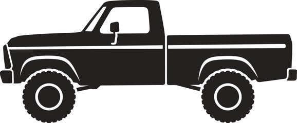 Vintage 4x4 Pickup Truck Side View Silhouette Vector Illustration © IBNESINA