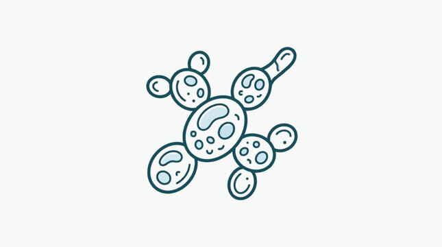 Microscopic view of budding yeast cells illustration.