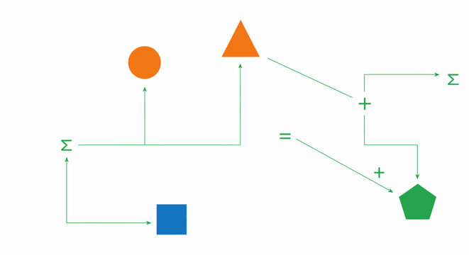 Abstract Geometric Shapes & Mathematical Symbols Diagram