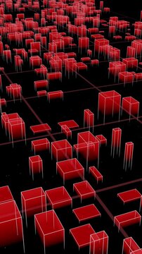 Holographic Urban Grid In Glowing Red Tech Atmosphere