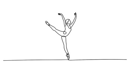 Continuous single line drawing of a beautiful graceful ballerina dancer dancing in a classic ballet pose © Dipa Roy