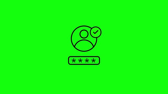  Secure password authentication and digital verification checkmark animation; concepts of cybersecurity, login protection, and user access authorization;