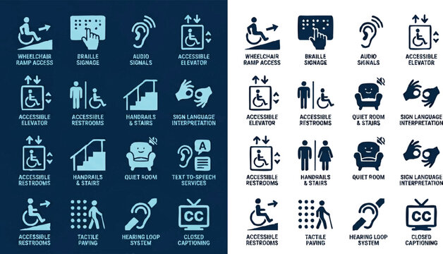 Accessibility icons for inclusive design.
