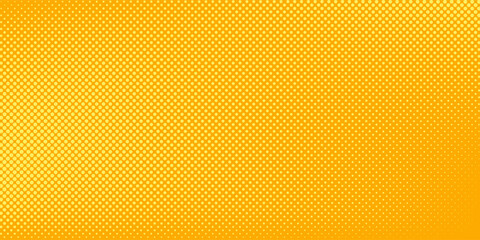 Yellow orange halftone pattern. Retro comic gradient background. Square pixilated dot cartoon texture. © Ida