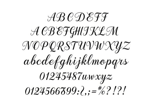 Cursive Font Style Letters and Numbers