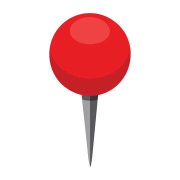 Red push pin icon vector illustration for office tasks