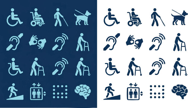 Accessibility symbols for people disabilities.