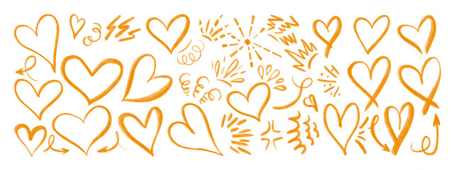 Fototapeta premium Seamless pattern of orange and white hearts on light background