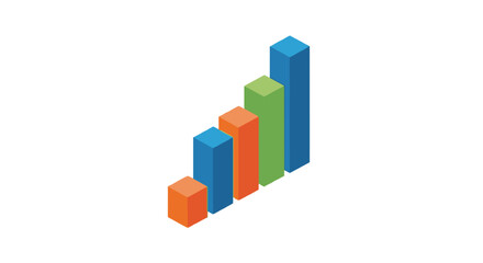 Fototapeta premium Colorful isometric bar chart representing financial growth
