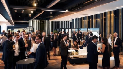 Fototapeta premium Business event, many people socializing