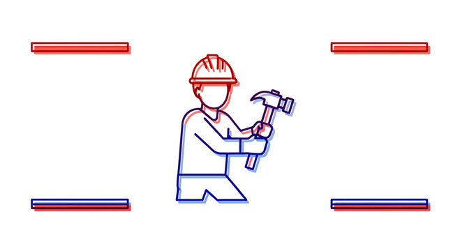 Construction worker with hammer, building, renovation, DIY, industry, labor, tools, safety helmet