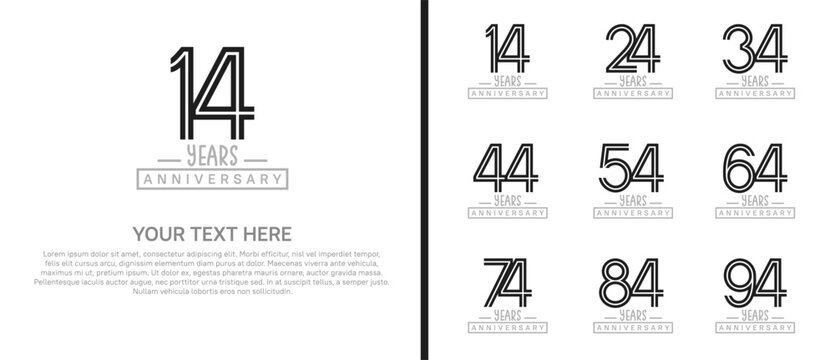 anniversary logo set. black and grey color on white background for celebration moment