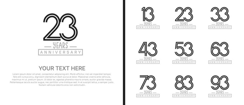 anniversary logo set. black and grey color on white background for celebration moment