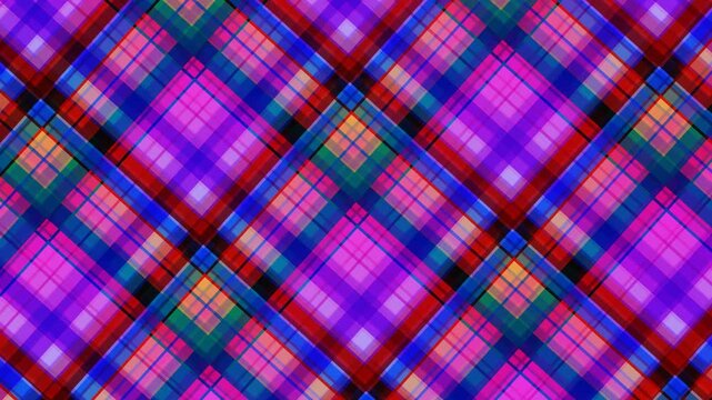 Vibrant Plaid Fabric Background Featuring Colorful Diagonal Tartan Pattern