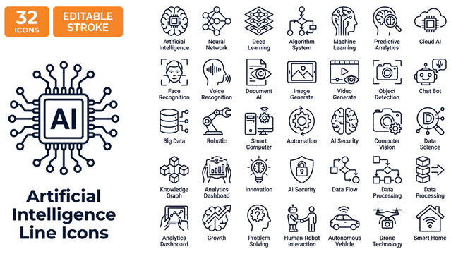 Business Transformation icon set. Contain icons related to Business, transformation, innovation, strategy, growth, optimization, process, and more. Editable stroke. Vector illustration.
