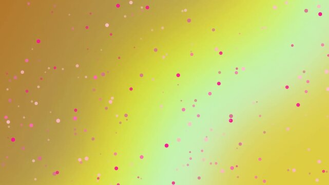 Pink particles floating on yellow and green gradient abstract background.