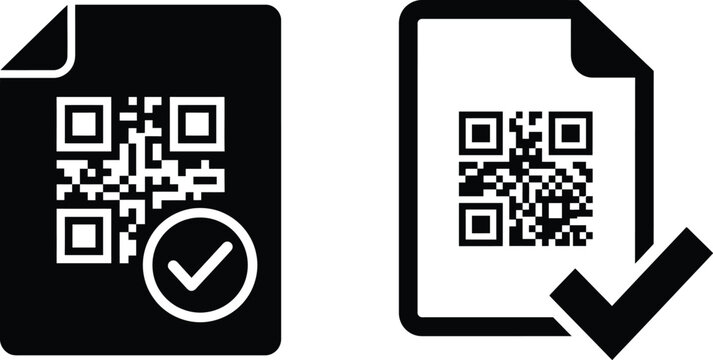 QR code on document with checkmark, indicating verified or successfully scanned file.