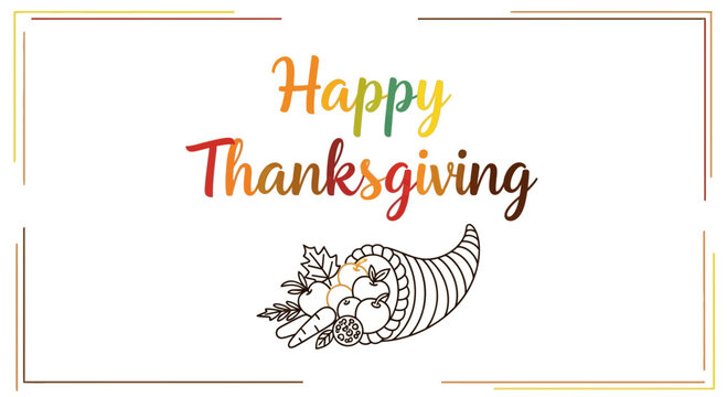 Happy Thanksgiving Cornucopia Illustration with Autumn Colors