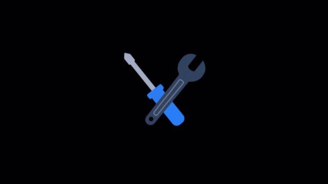 Animated Screwdriver and Wrench Icon - Transparent