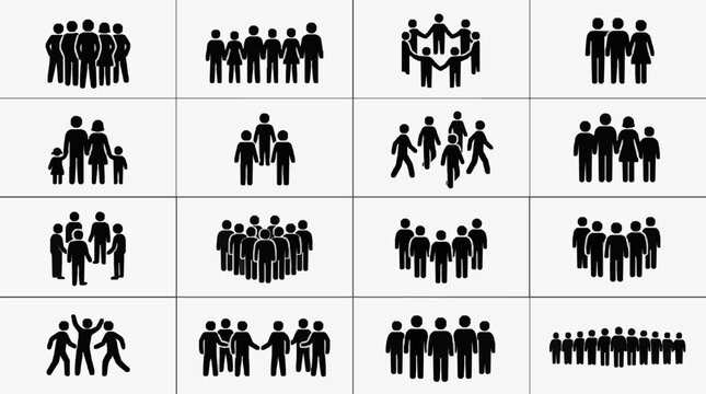 Silhouetted Human Activity Postures Collection.