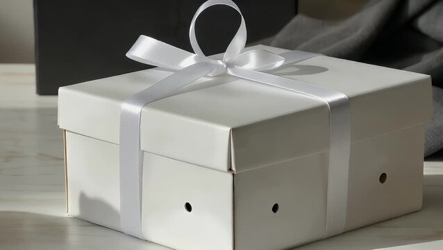Proximate and Isolated Ivory-Colored Cuboid Container for Presentation