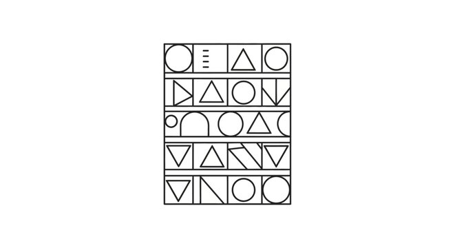 Modern geometric pattern with minimalist abstract shapes in a grid