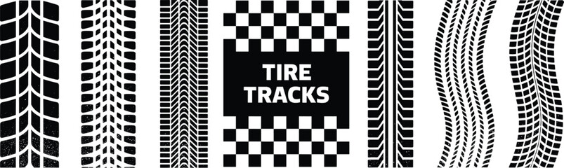 Tire Tracks and Racing Flag Patterns tread rubber © VectorVibe Studio