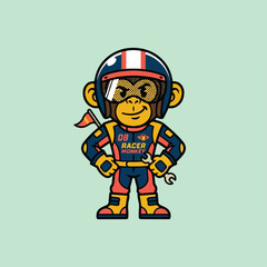 Fototapeta premium Monkey Wearing Racing Suit.